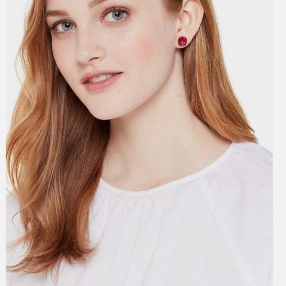 Kate Spade Square Mini Stud Earrings Fuchsia Pink NWT - Picture 4 of 4